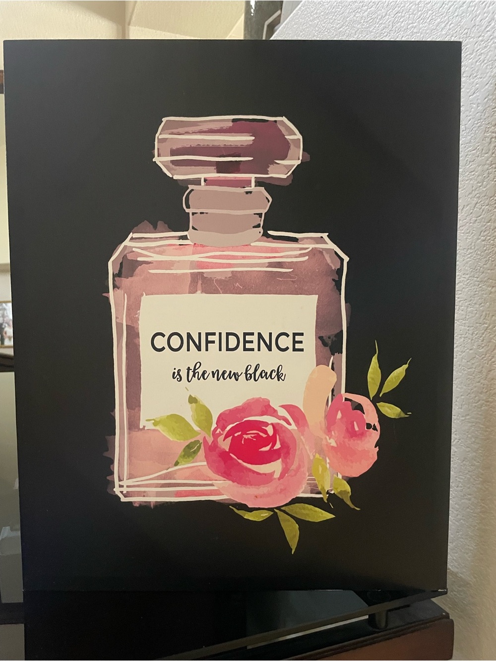 Confidence Is The New Black Floral Wall Art - Pink and Black
